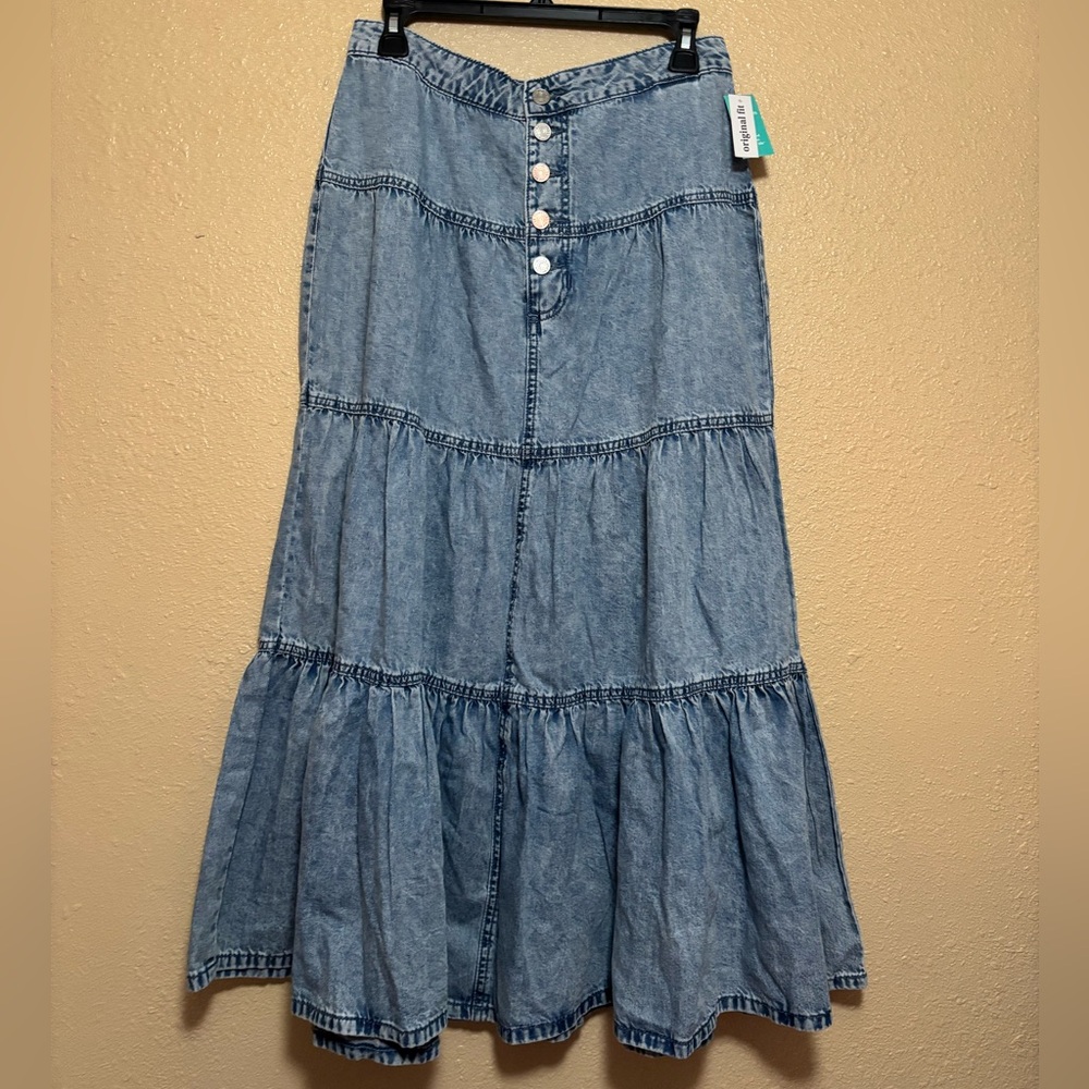 Maurices Blue Tiered Maxi Skirt